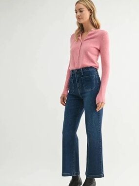 Just Black The Sailor Pocket Wide Leg Jeans in Dark Denim Size 28